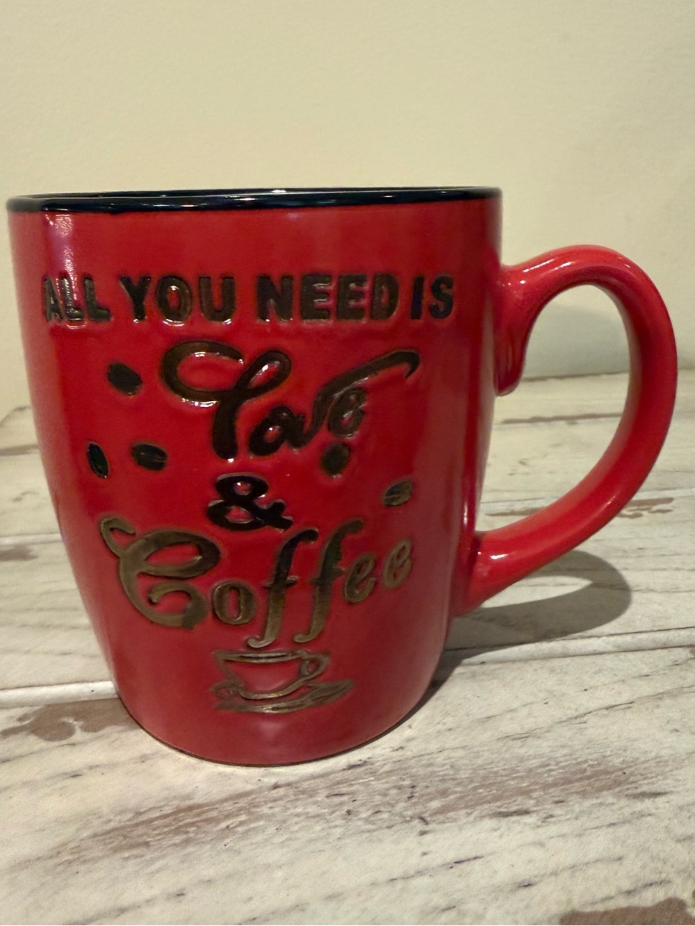 Royal Norfolk Red "All You Need Is Love & Coffee" 16 oz Ceramic Mug